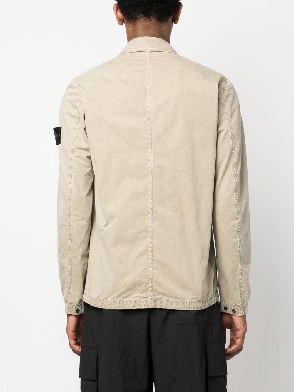 Compass-patch cotton shirt jacket - 4