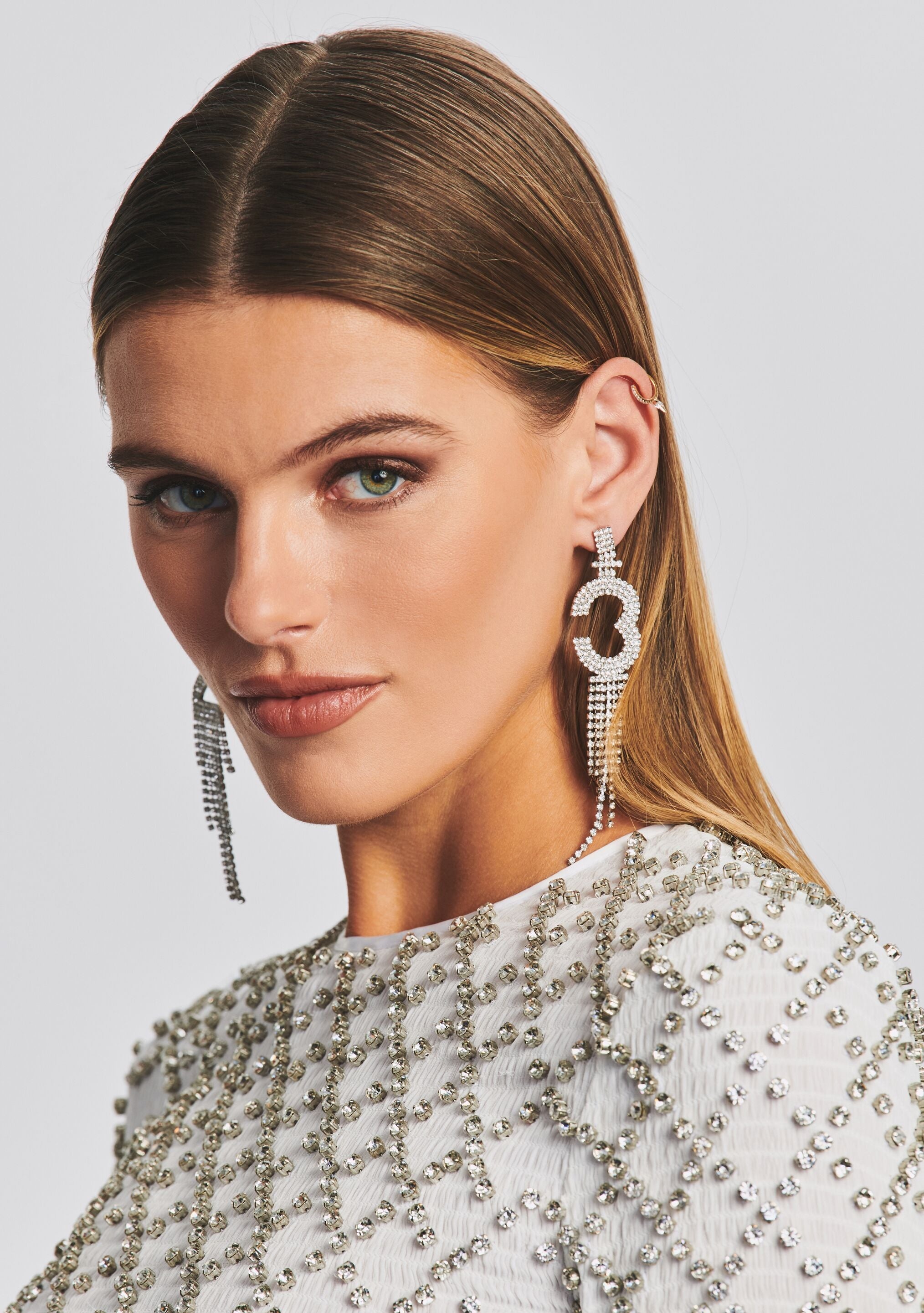 NUMBER RHINESTONE EARRING - 3