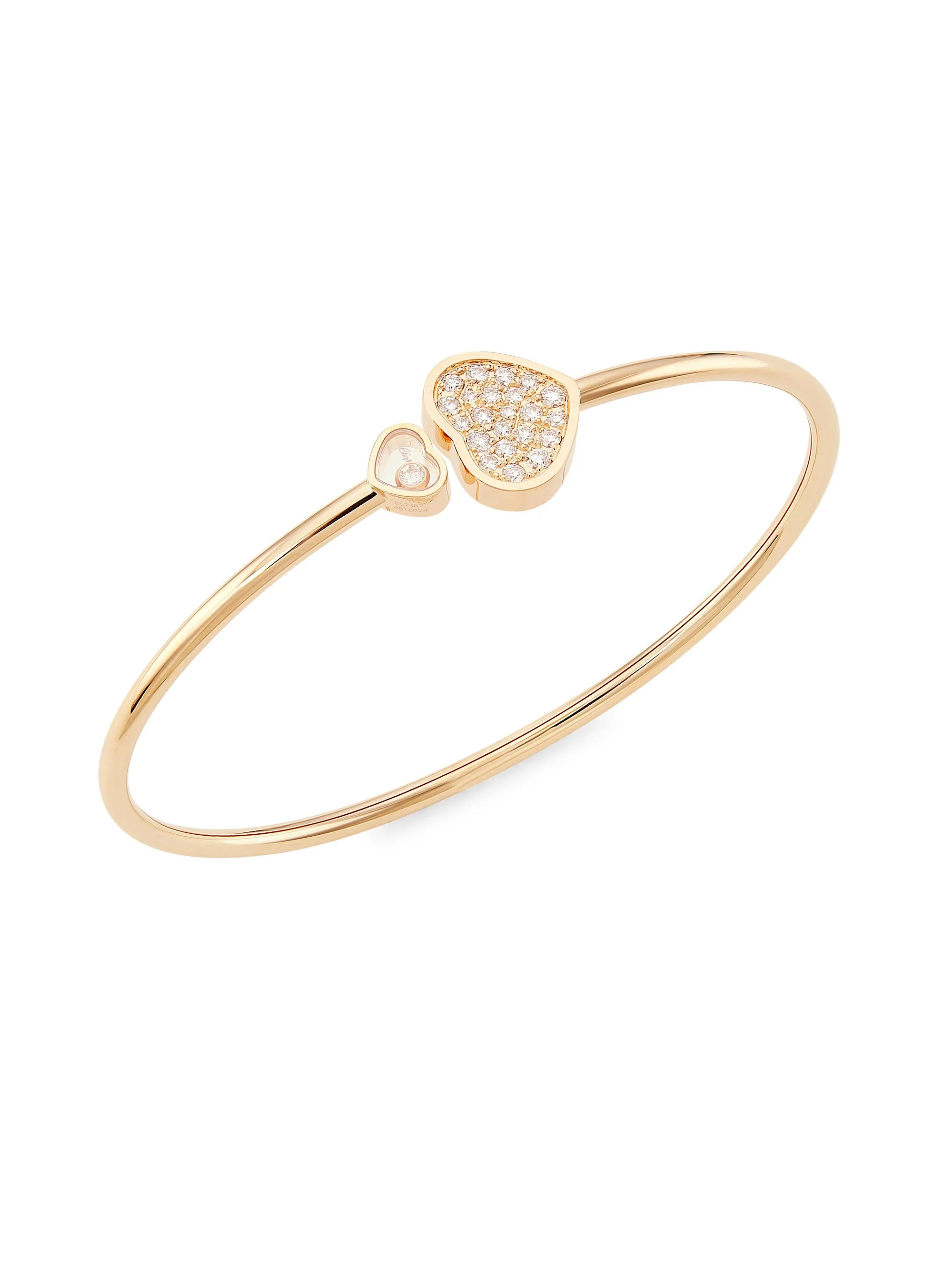 Women's Happy Hearts 18K Rose Gold & Diamond Bangle - 1