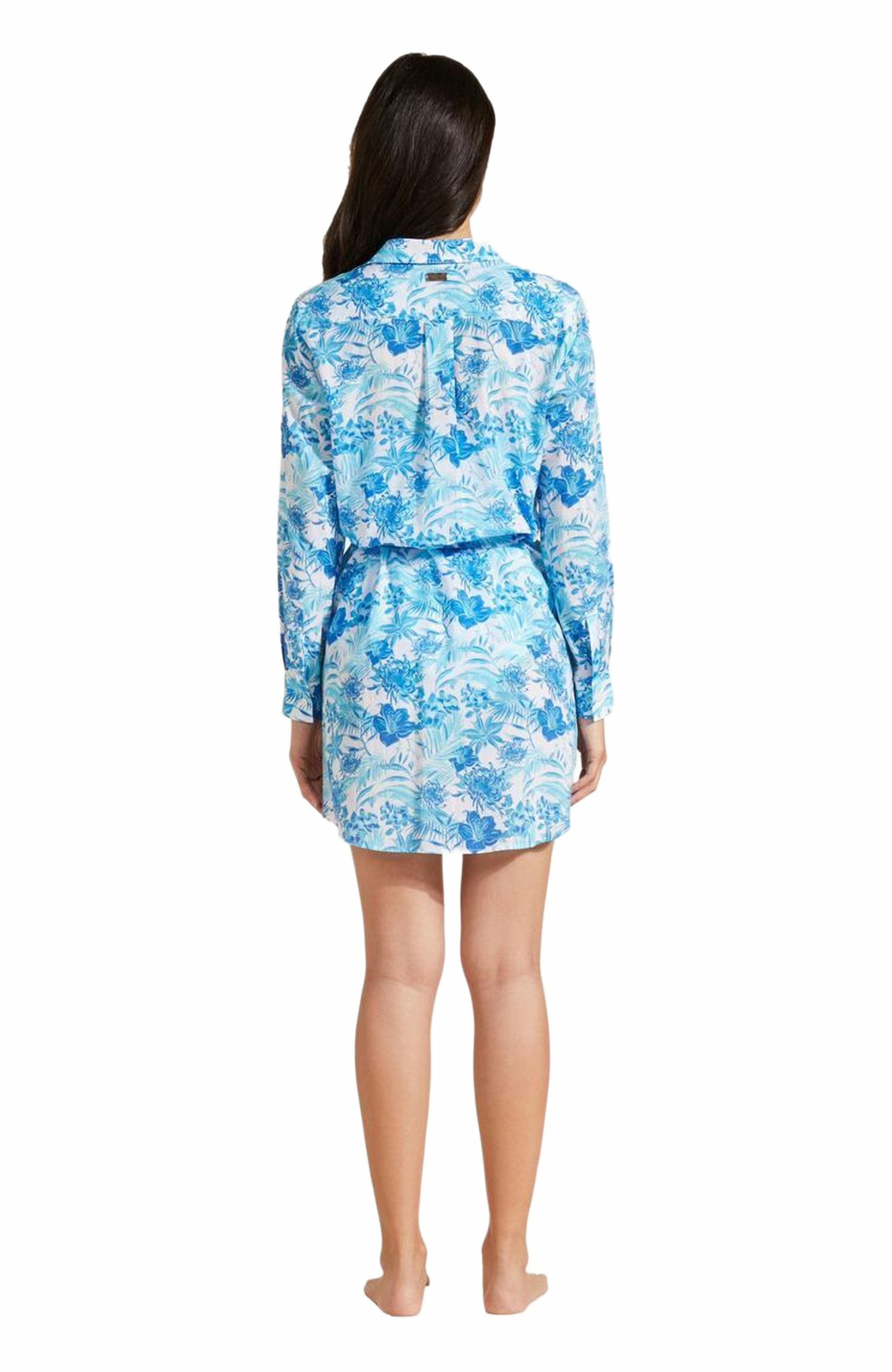 Vilebrequin Women's Tahiti Flowers Cotton Voile Shirt Dress in Blanc at Nordstrom - 2