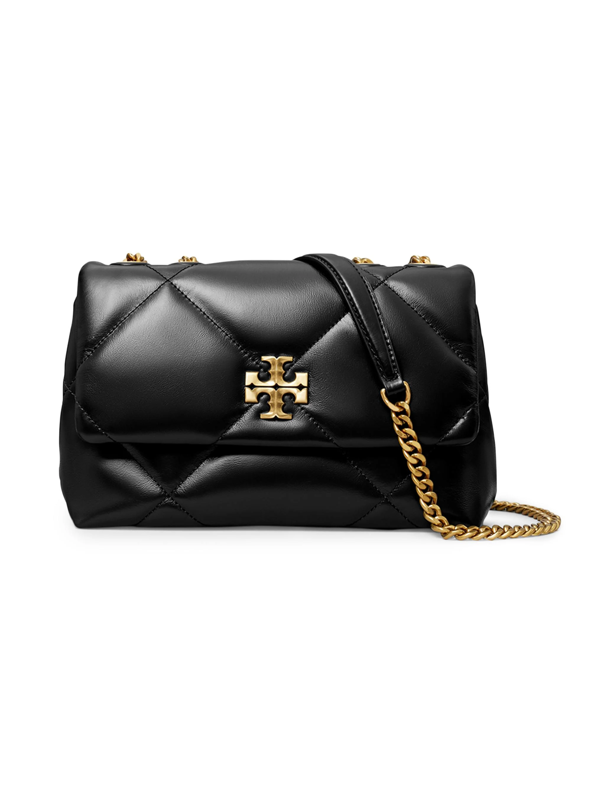 Women's Small Kira Diamond Leather Shoulder Bag - Black - 1