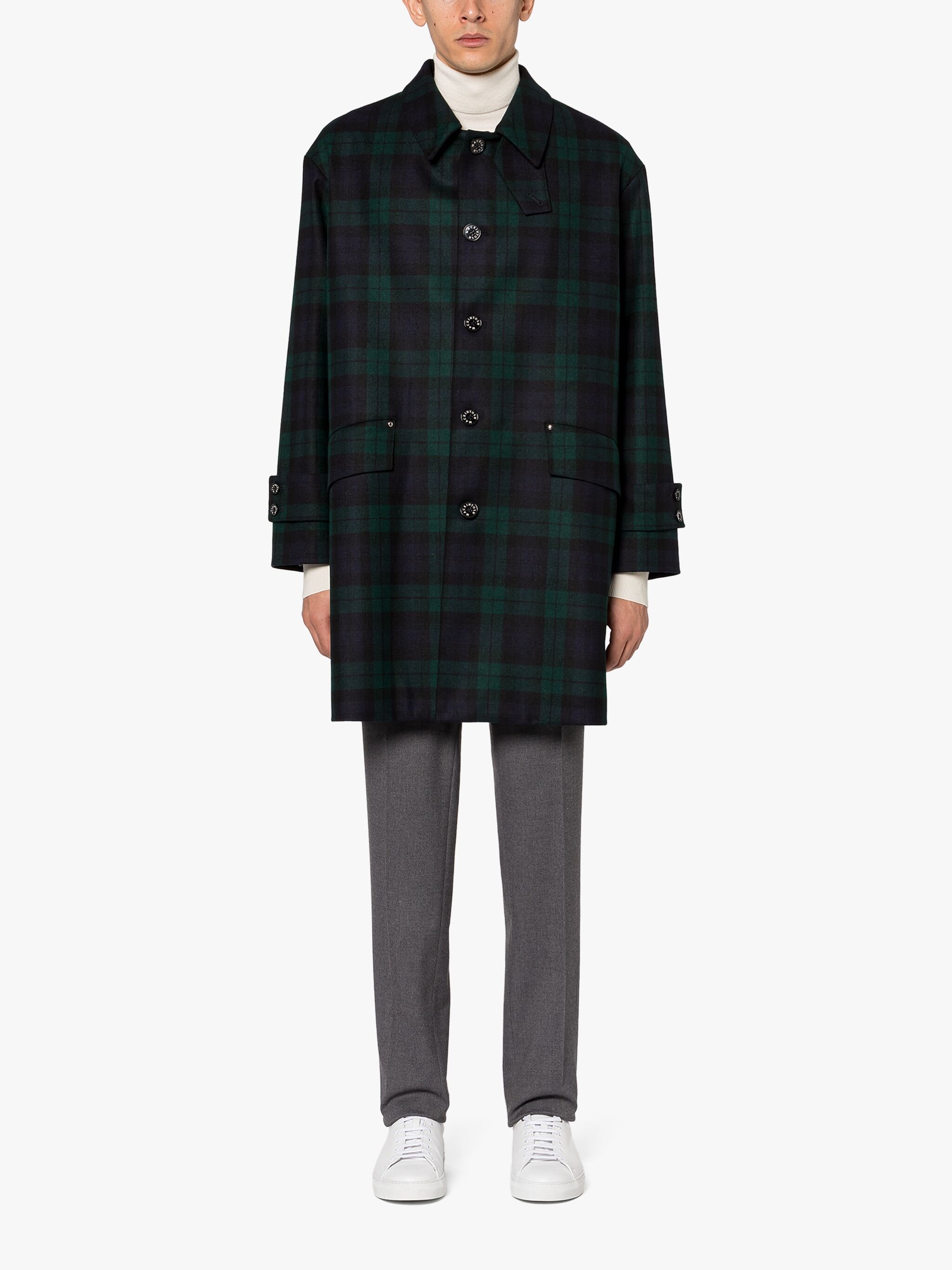 HUMBIE BLACKWATCH WOOL OVERCOAT - 3