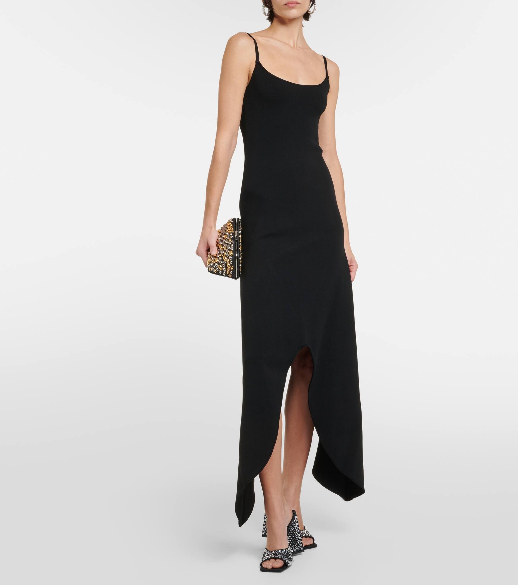 Feather-trimmed jersey midi dress - 7