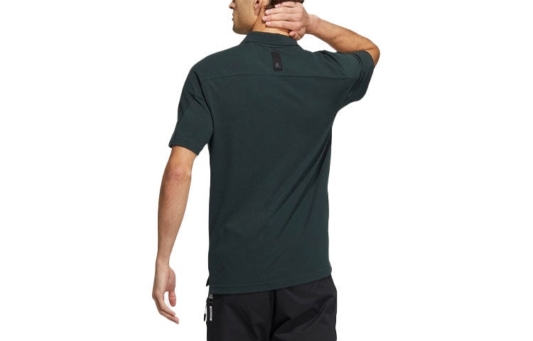 Men's adidas Martial Arts Series Solid Color Sports Gym Short Sleeve Dark Green Polo Shirt HM2953 - 2