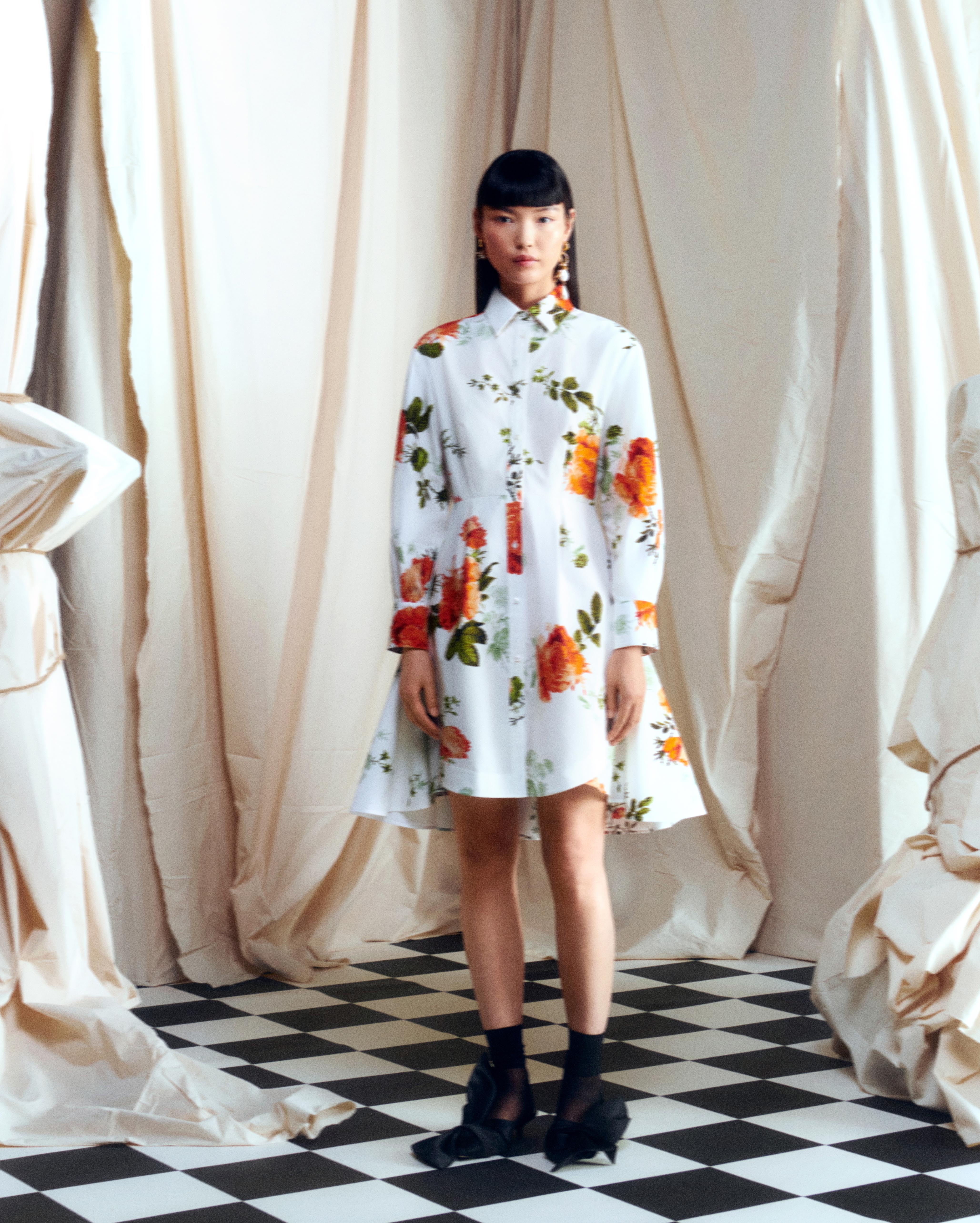 ERDEM アーデム ワンピース Floral shirt dress 1057954 ERDEM Belted floral-print linen midi shirt dress | NET-A-PORTER