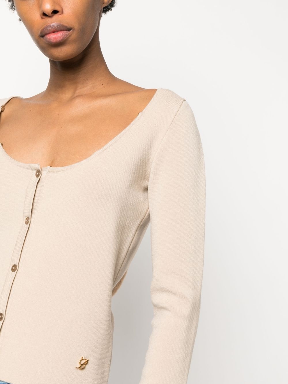 scoop-neck knitted cardigan - 6