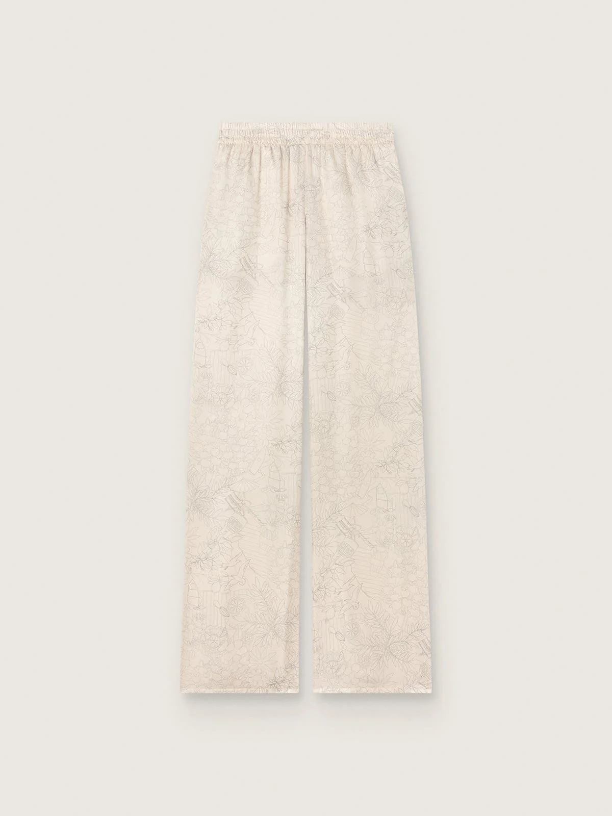 Women's pants in ivory silk blend jacquard satin - 1