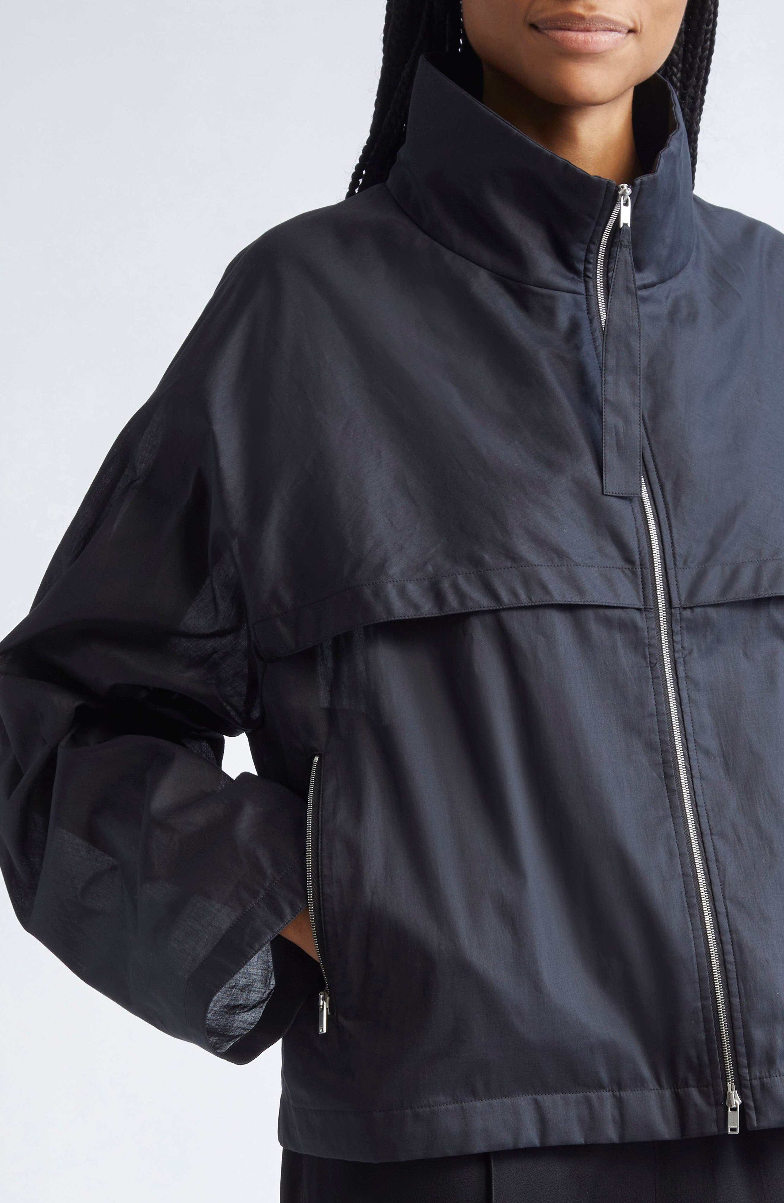 Jil Sander Cotton Organdy Blouson Jacket in Black at Nordstrom - 5