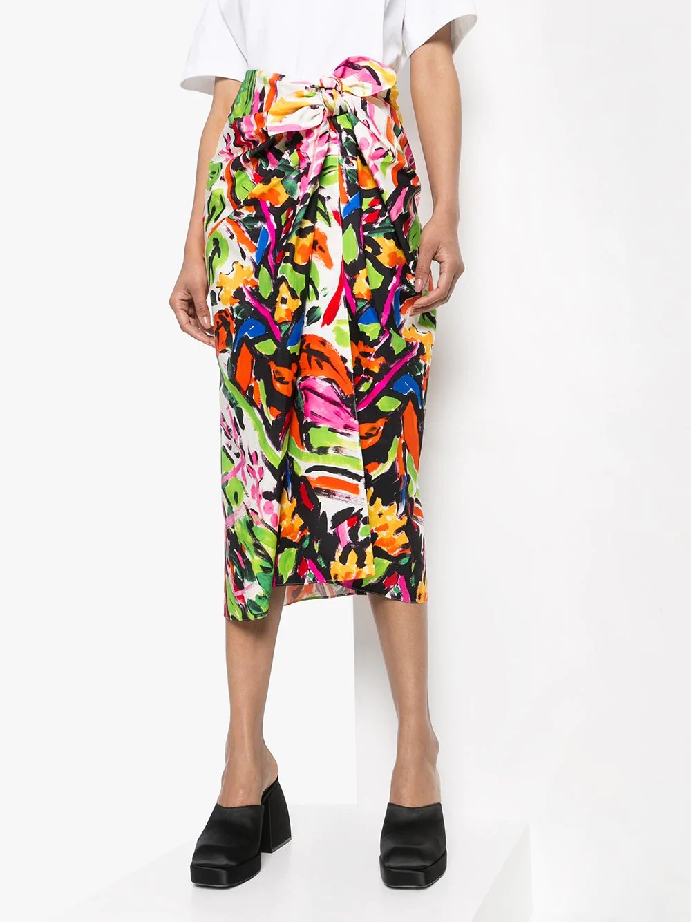 floral print tie-waist dress - 2