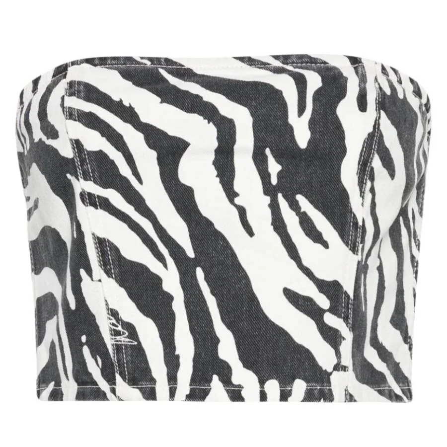 Rotate Zebra Printed Denim Top - 1