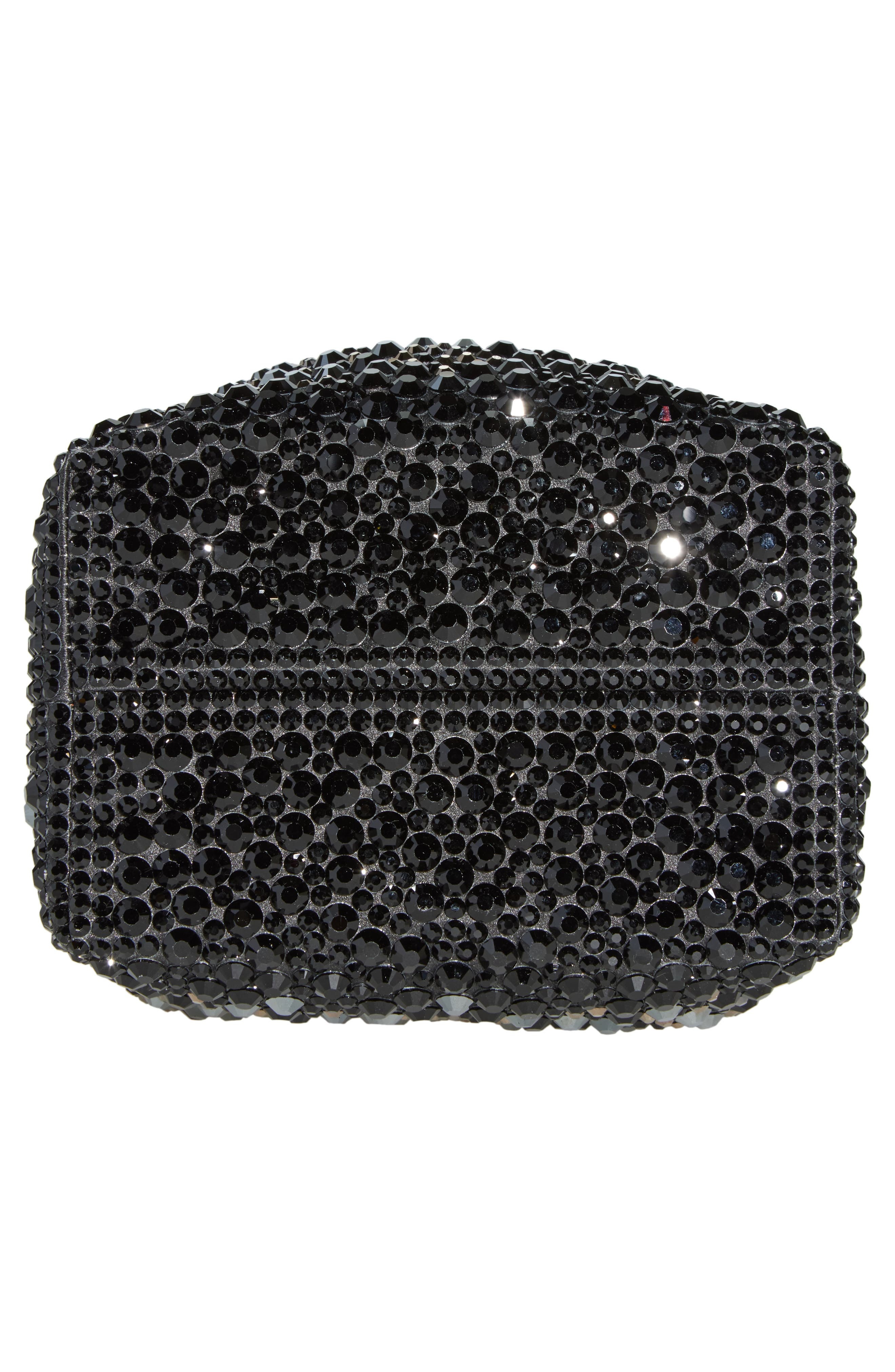 Jimmy Choo Bon Bon Crystal Drawstring Top Handle Pouch in Black/Smoke at Nordstrom - 7