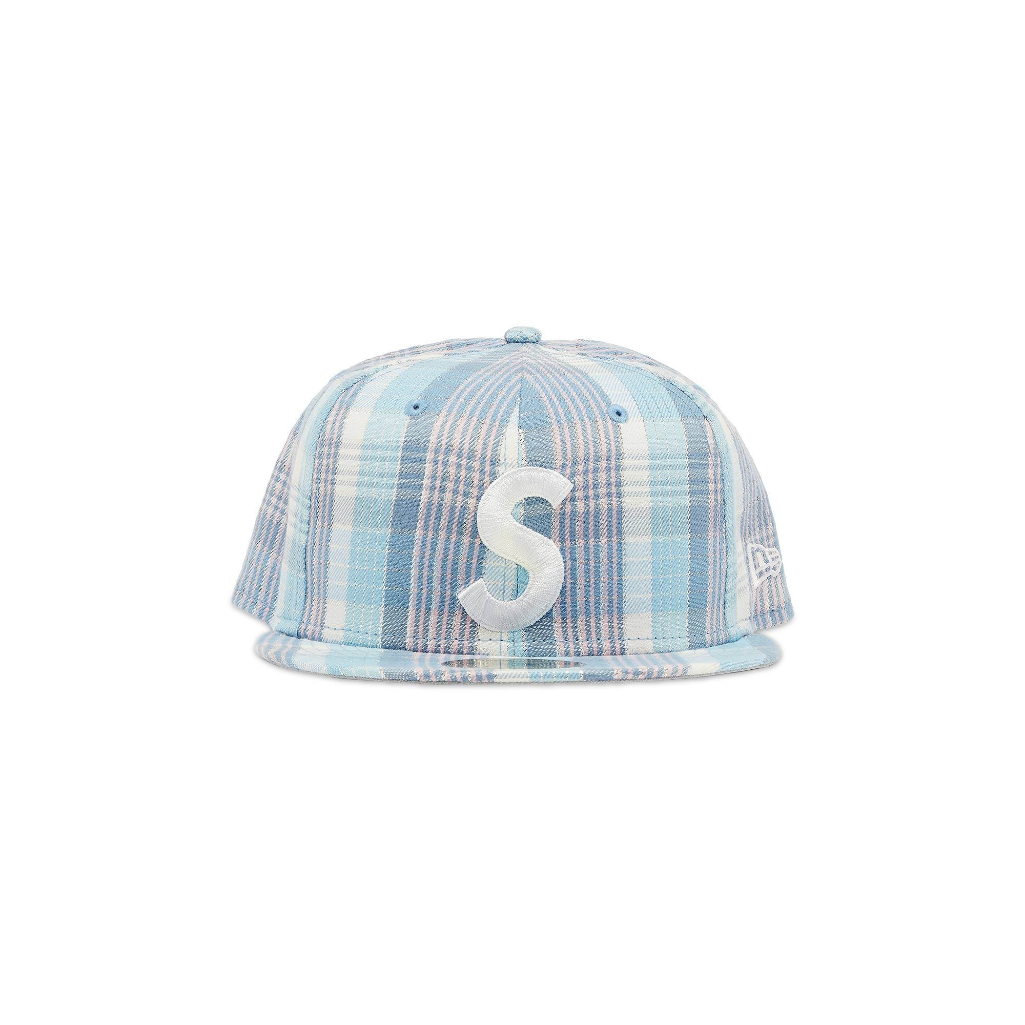 Supreme Metallic Plaid S Logo New Era 'Light Blue' - 1