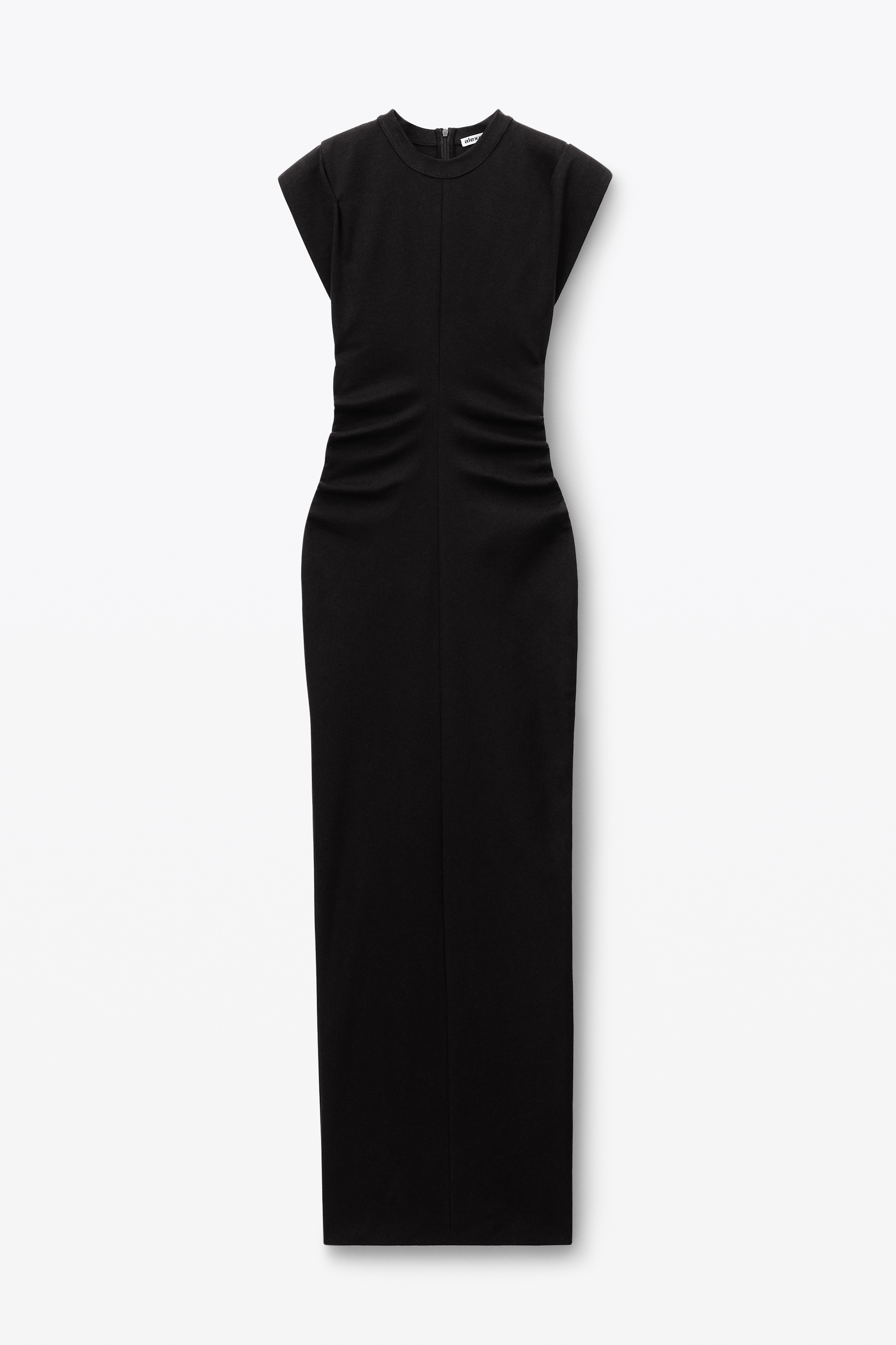 CREWNECK RIBBED JERSEY MAXI DRESS WITH BACK SLIT and draped detail - 1