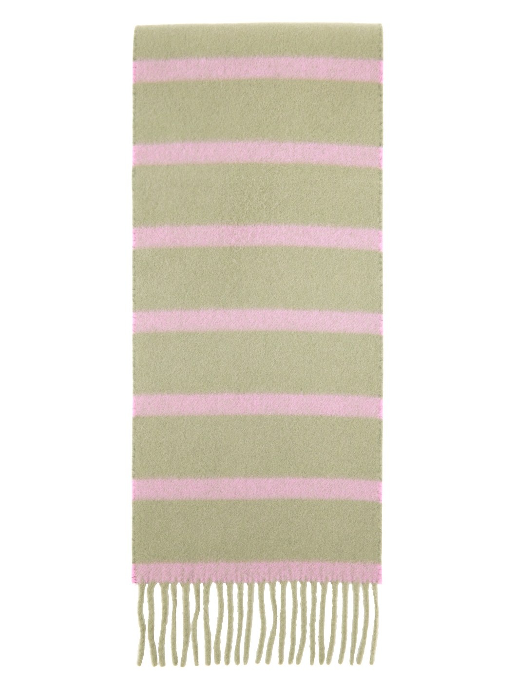 Khaki & Pink Narrow Fringe Scarf - 2