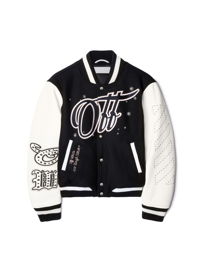 Black/white Wool Embellished Bling Stars Varsity - 1