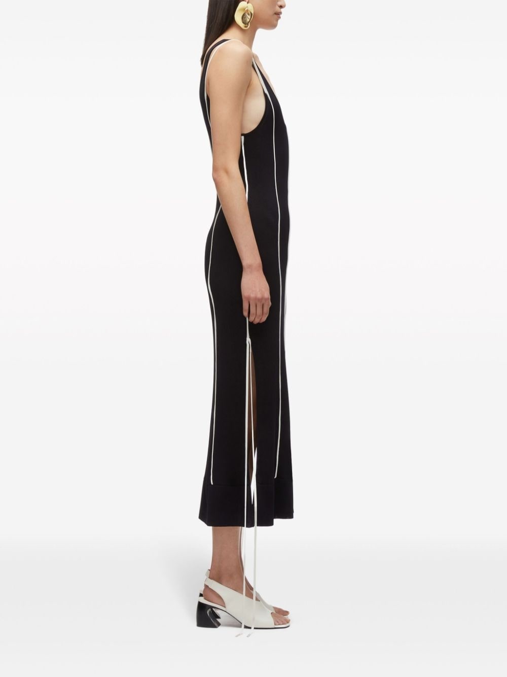 pipe-trim knitted midi dress - 5