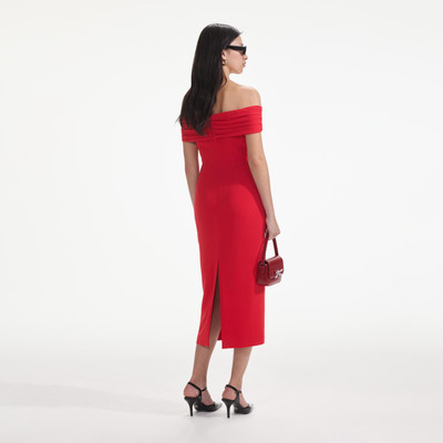 self-portrait Red Off Shoulder Midi Dress outlook