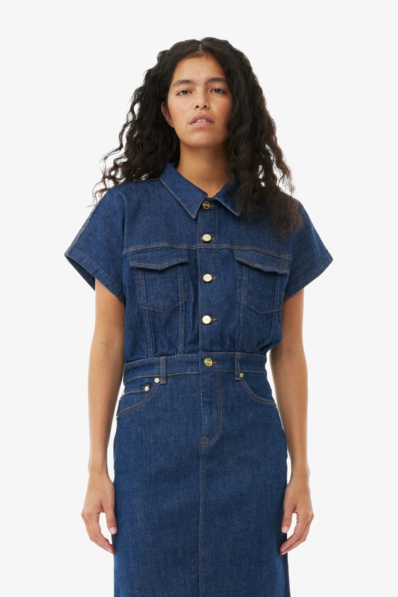 DENIM ROSE MIDI DRESS - 3