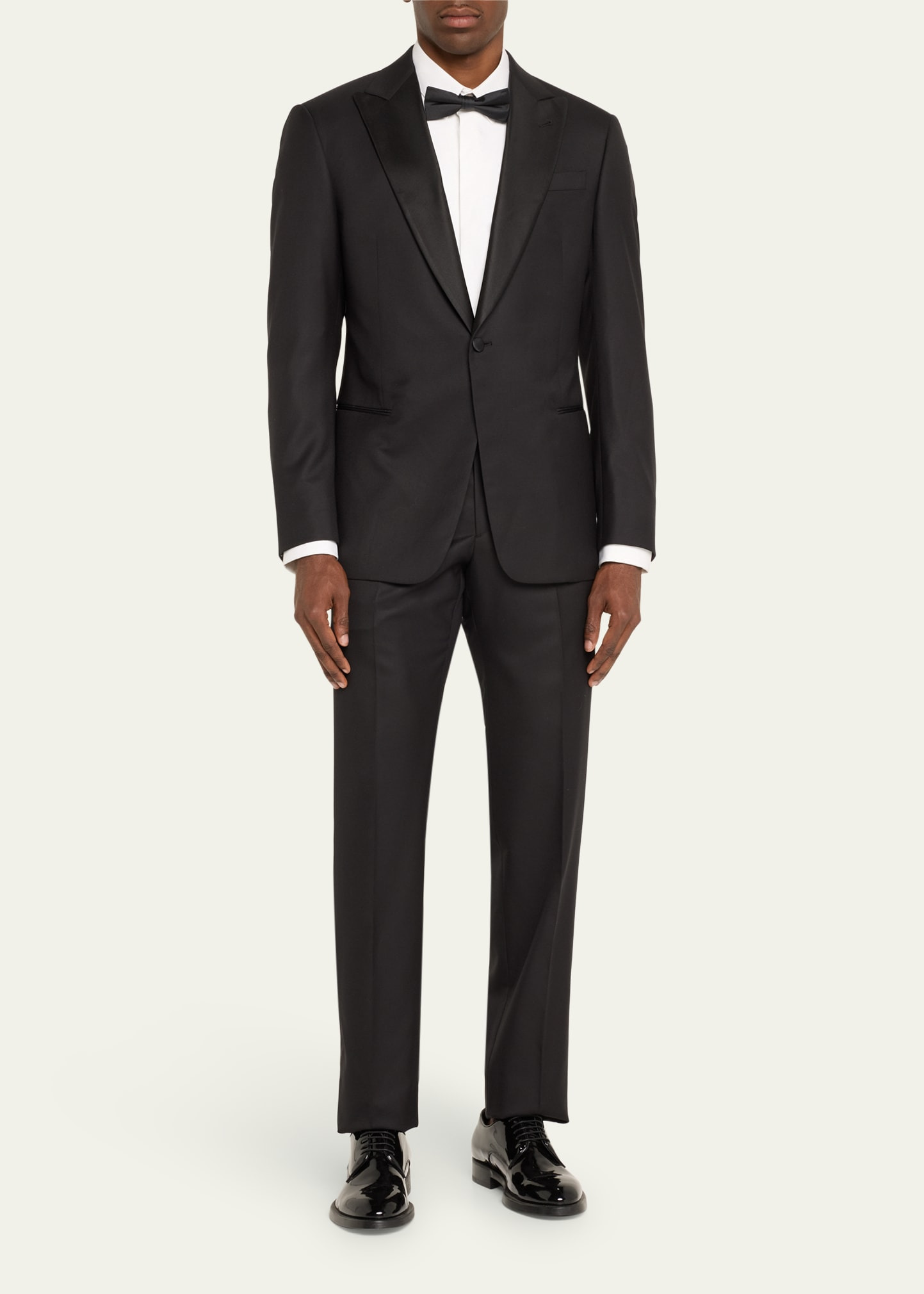 Men's Wool Satin-Lapel Two-Piece Tuxedo Set - 2
