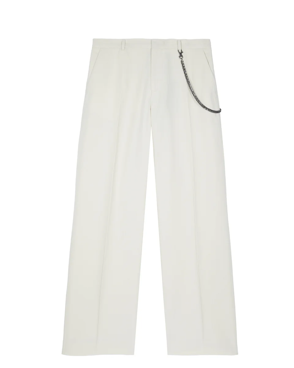 BEIGE WIDE-LEG CHAIN PANTS - 1
