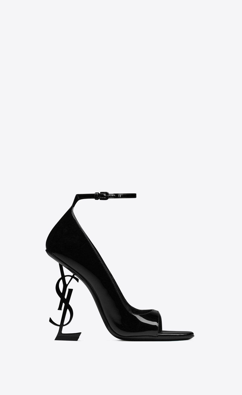 opyum open-toe pumps in patent leather with black heel - 1