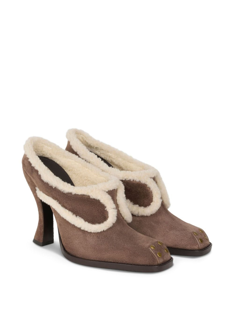 Etro 105mm shearling-trimmed suede mules outlook