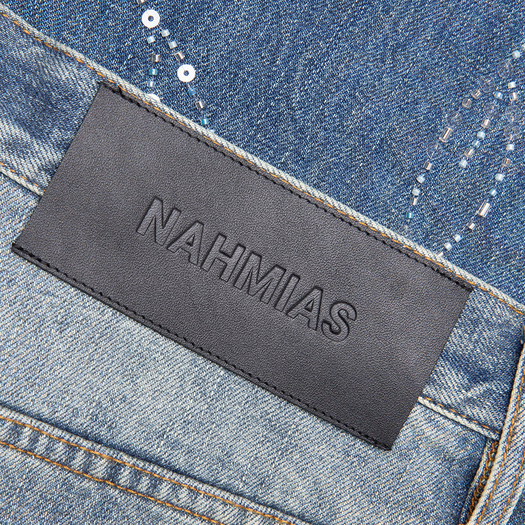 BEADED WIDE JEANS - DARK WASH - 4