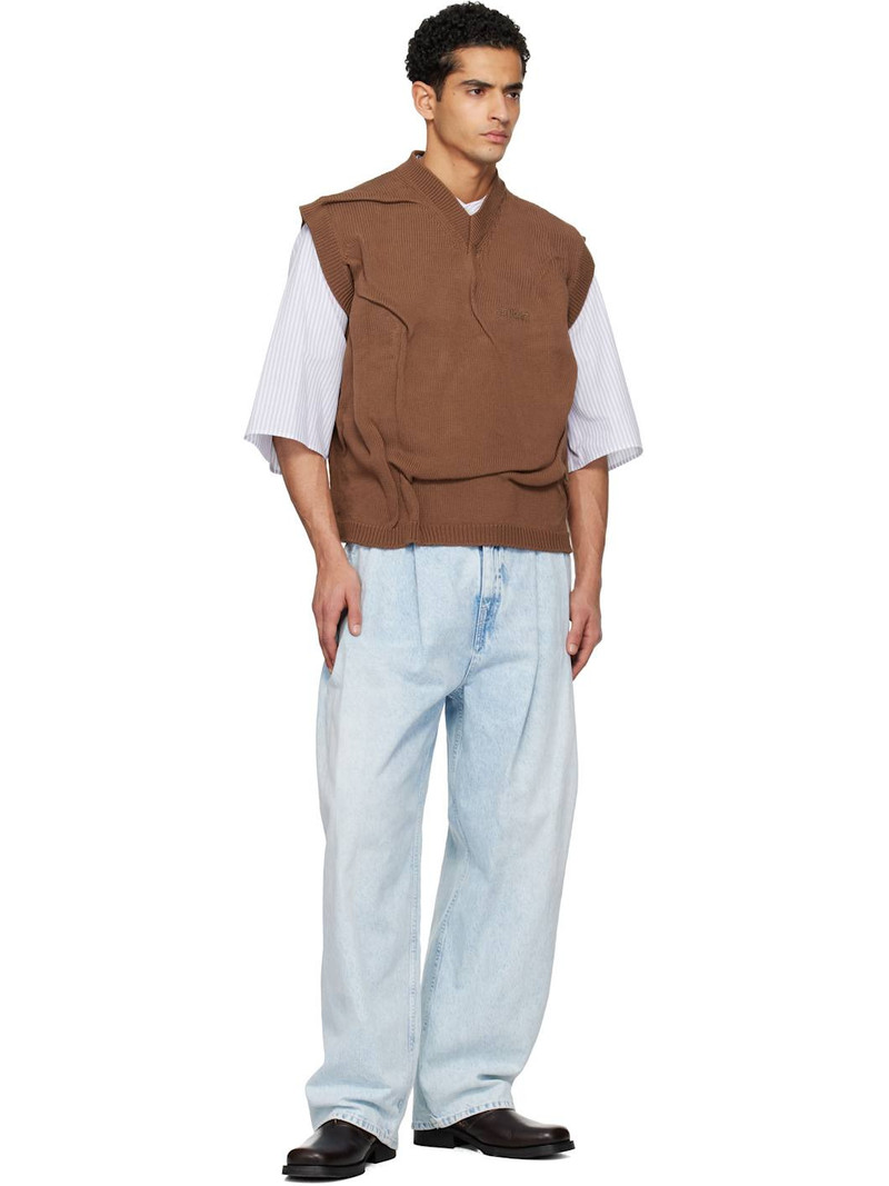 HED MAYNER Brown Knit Sweater Vest outlook