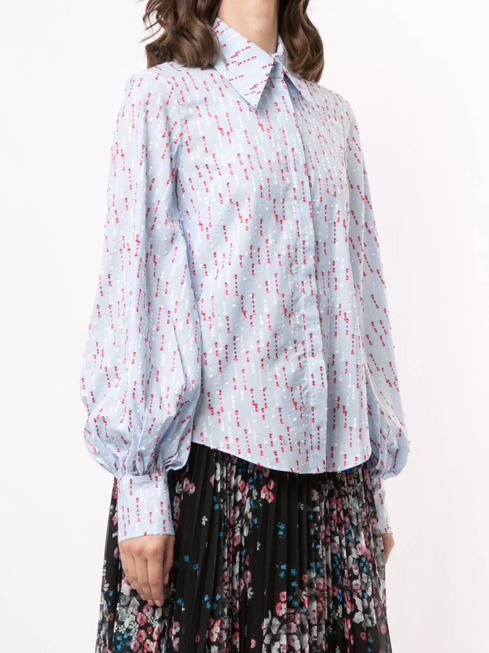 embroidered pointed-collar shirt - 3