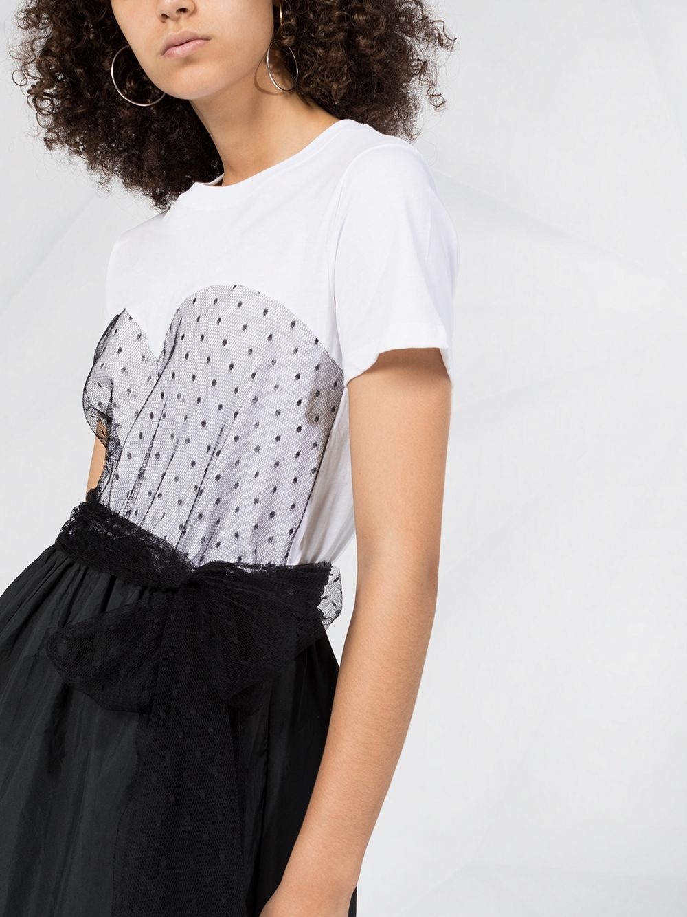 tulle-overlay T-shirt dress - 3