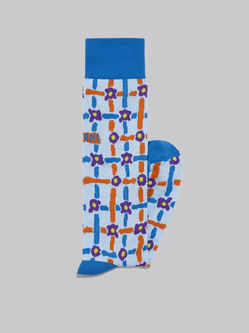 LIGHT BLUE COTTON SOCKS WITH SARABAND PATTERN - 2