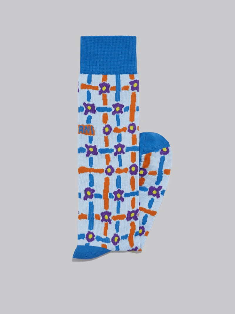 Marni LIGHT BLUE COTTON SOCKS WITH SARABAND PATTERN outlook