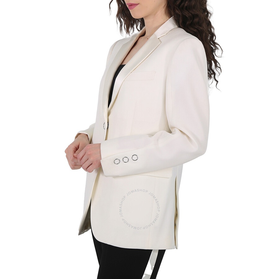 Open Box - Burberry Ladies Natural White Caratown Single-Breasted Blazer, Brand Size 2 (US Size 0) - 2