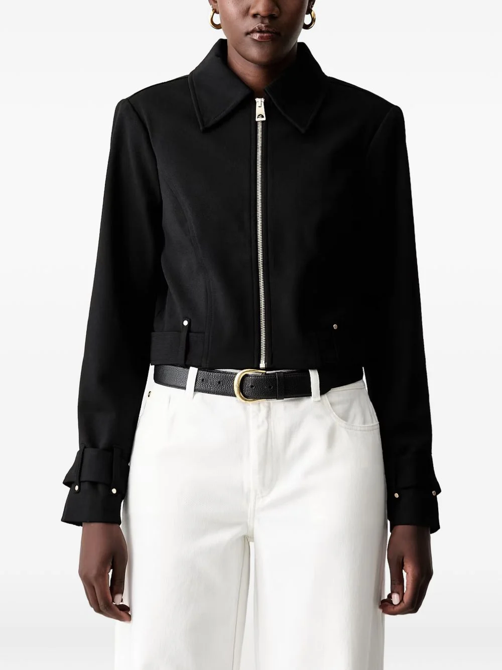 buckle-detail cropped jacket - 1