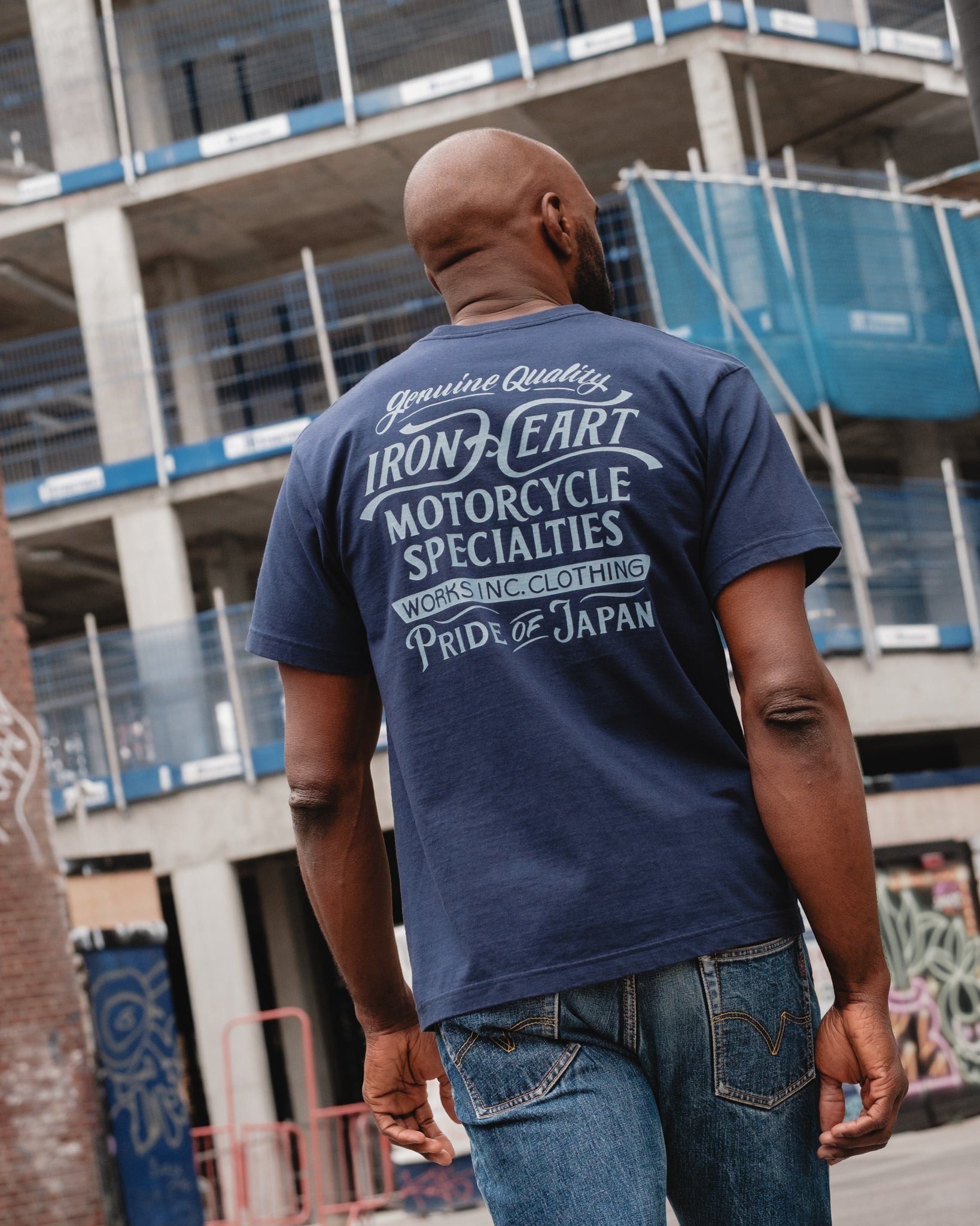 7.5OZ PRINTED LOOPWHEEL CREW NECK T-SHIRT - NAVY - 4