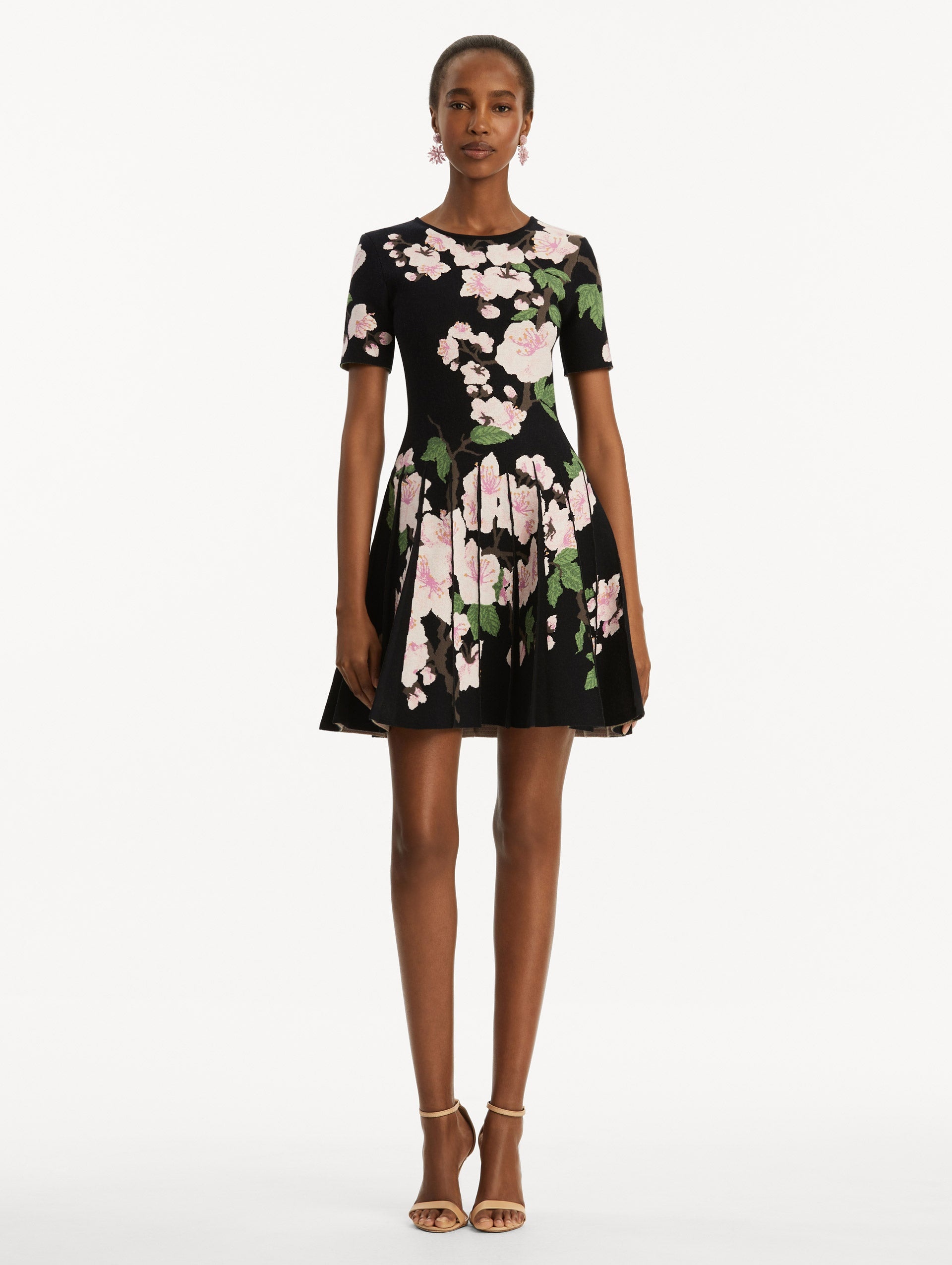 CHERRY BLOSSOM PLEATED JACQUARD DRESS - 2