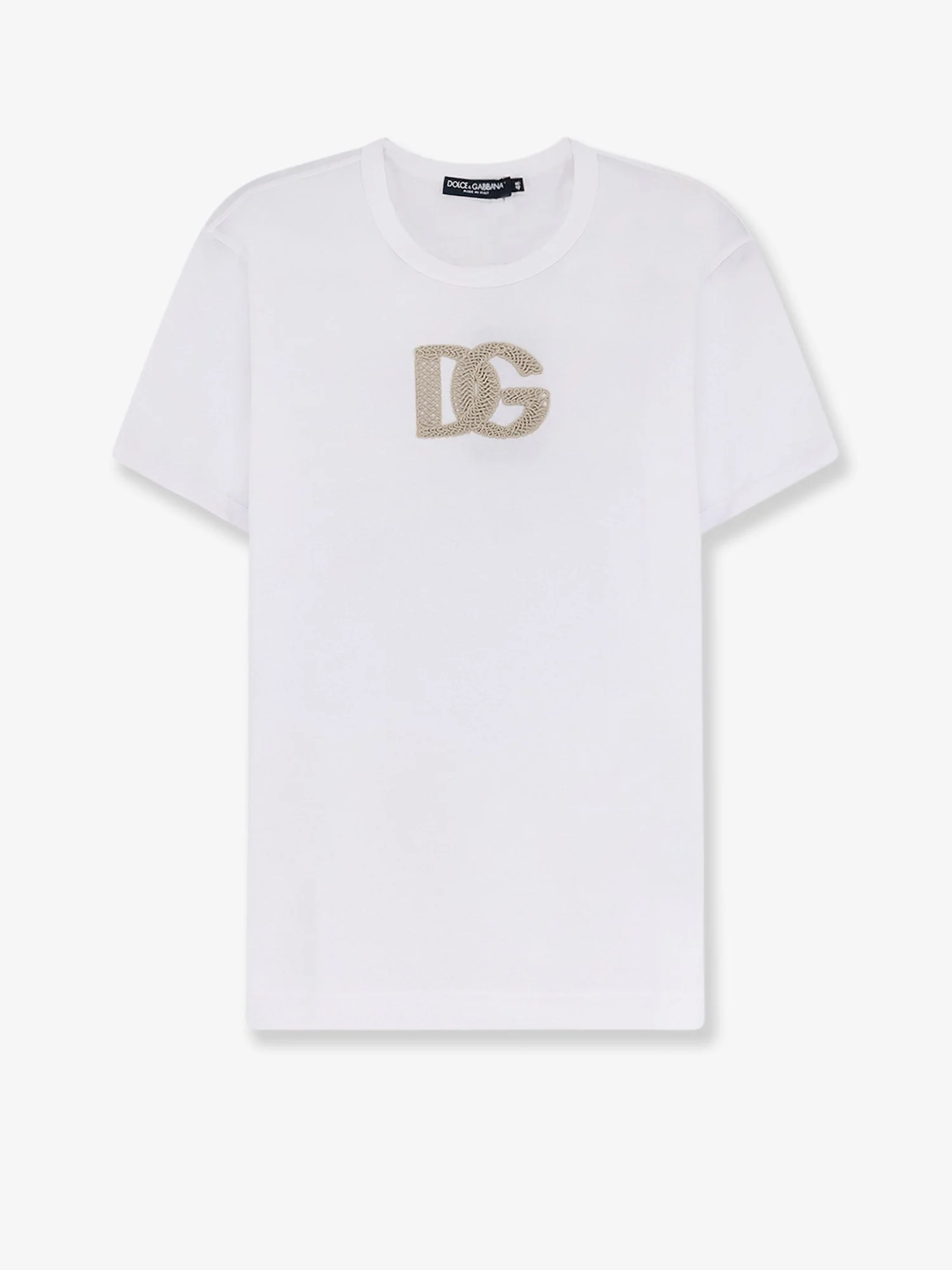 Dolce & Gabbana Cotton T-Shirt With Patch Logo On The Front - 1