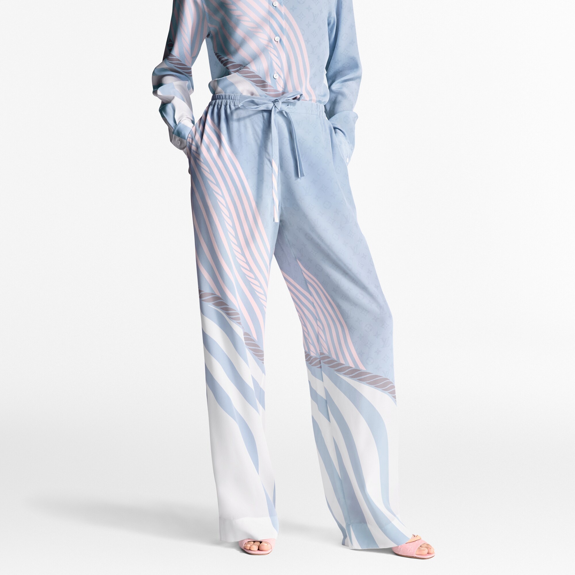 Wave Print Pajama Pants - 2