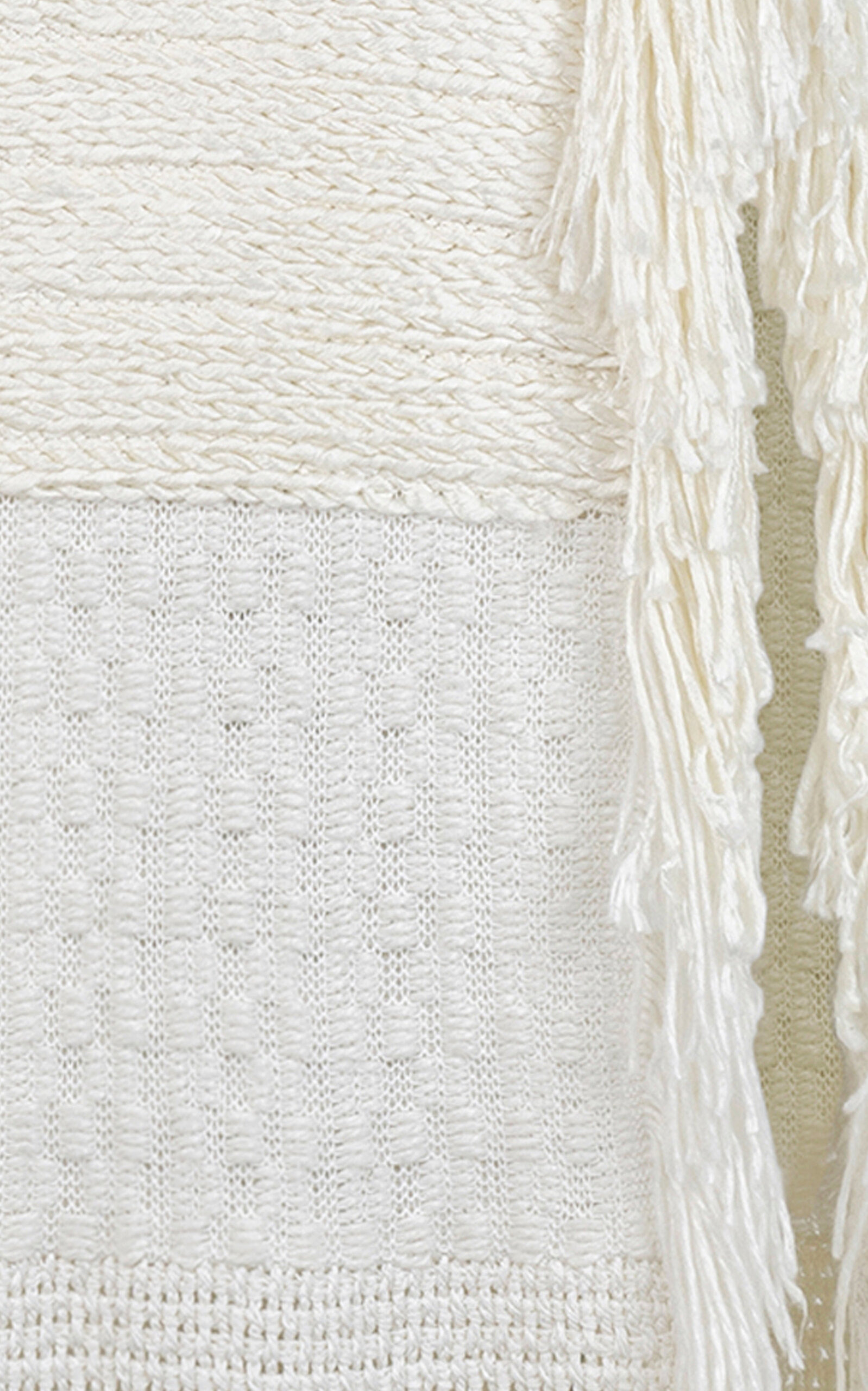 Selena Fringed Knit Silk Maxi Tunic Dress ivory - 5
