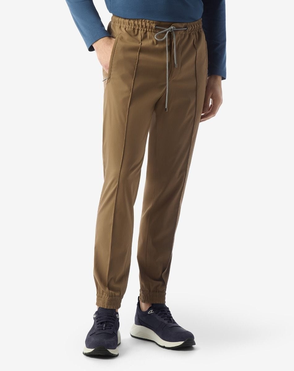 Beige technical wool fabric joggers - 3