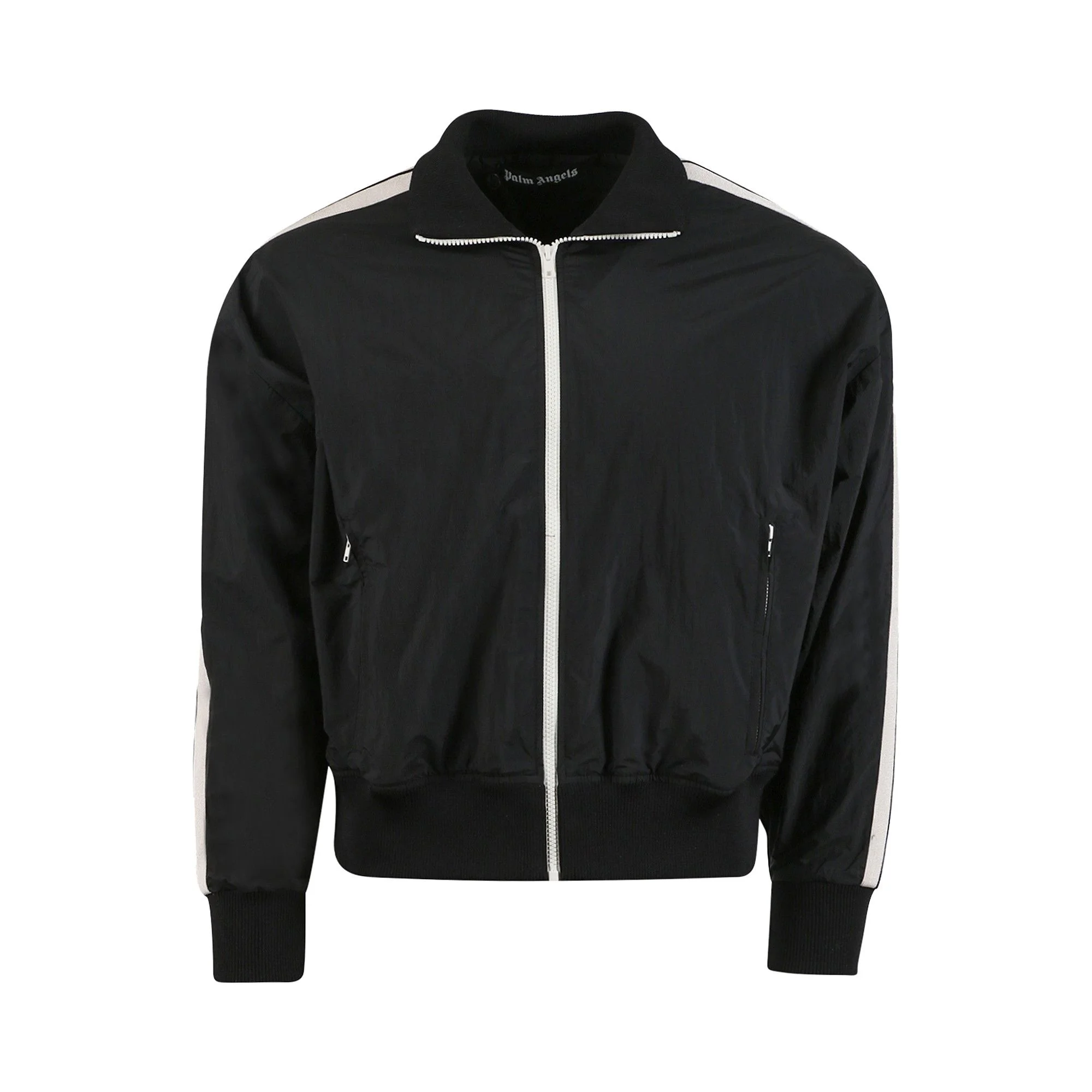 Palm Angels Curved Logo Track Jacket 'Black/White' - 1