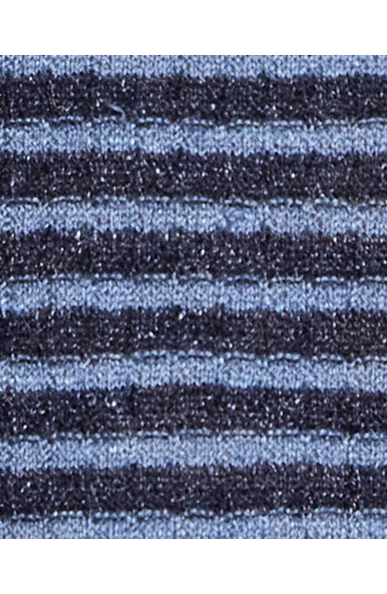 Theory Stripe Short Sleeve Linen & Cotton Blend Crewneck Sweater in Baltic/dark Rainstorm - 6