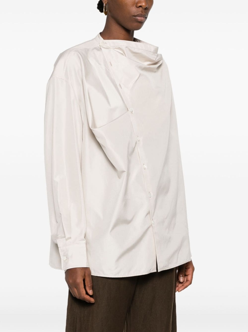 draped silk shirt - 3