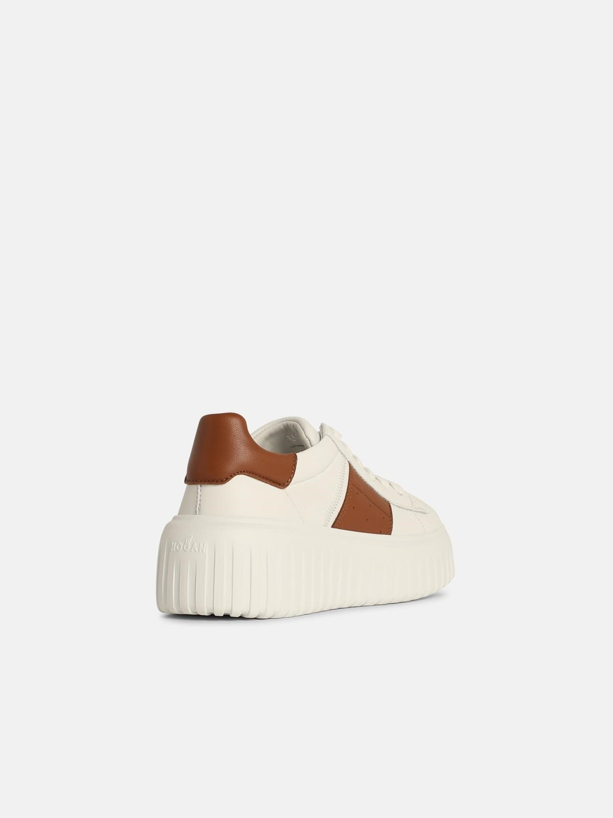 'H STRIPES' IVORY LEATHER SNEAKERS - 3