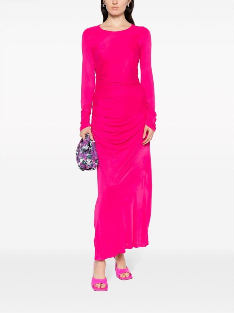 MSGM long-sleeve ruched maxi dress outlook
