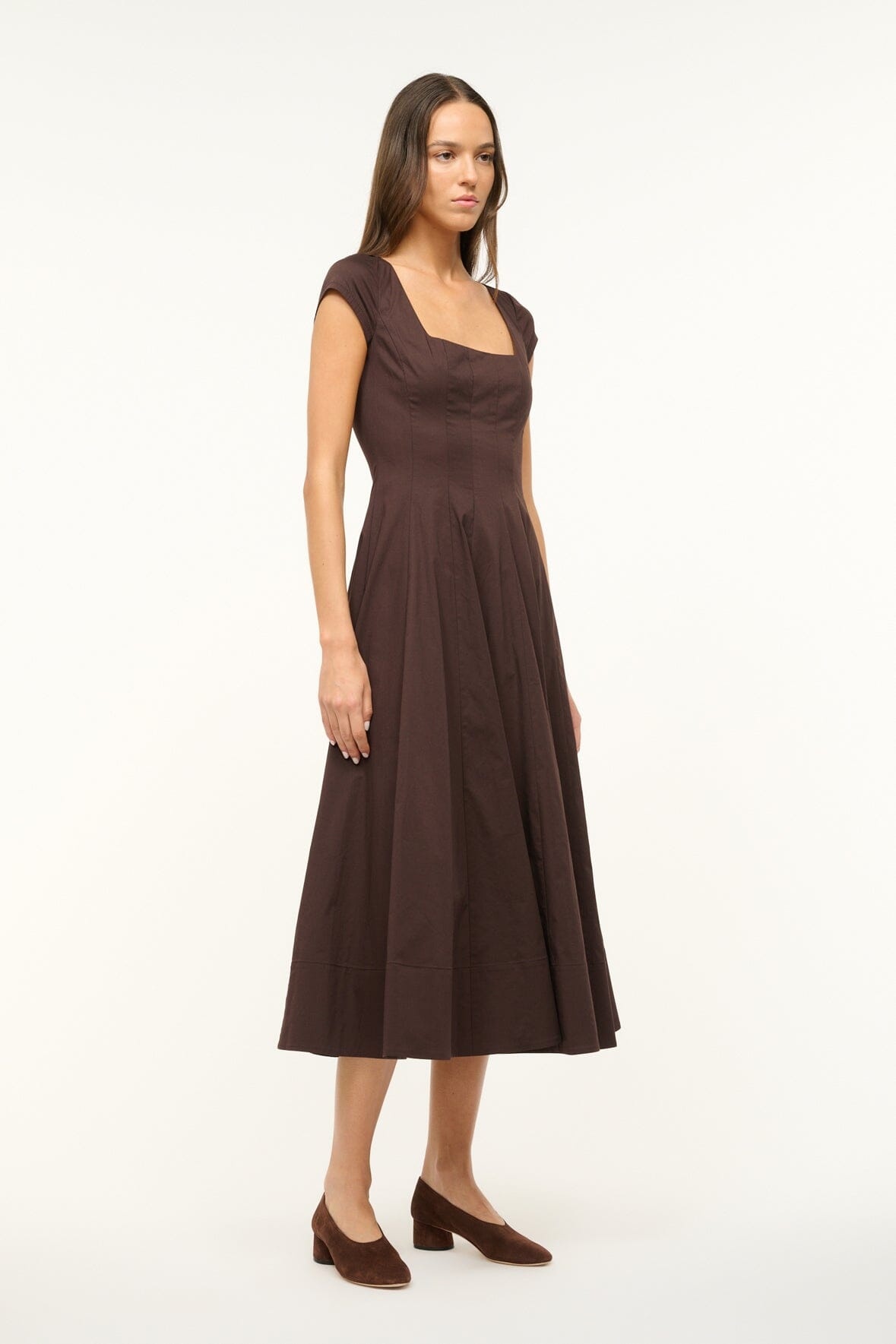 STAUD SHORT SLEEVE WELLS DRESS EARTH - 3