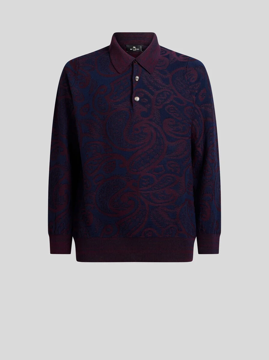 WOOL-BLEND JACQUARD POLO SHIRT - 1