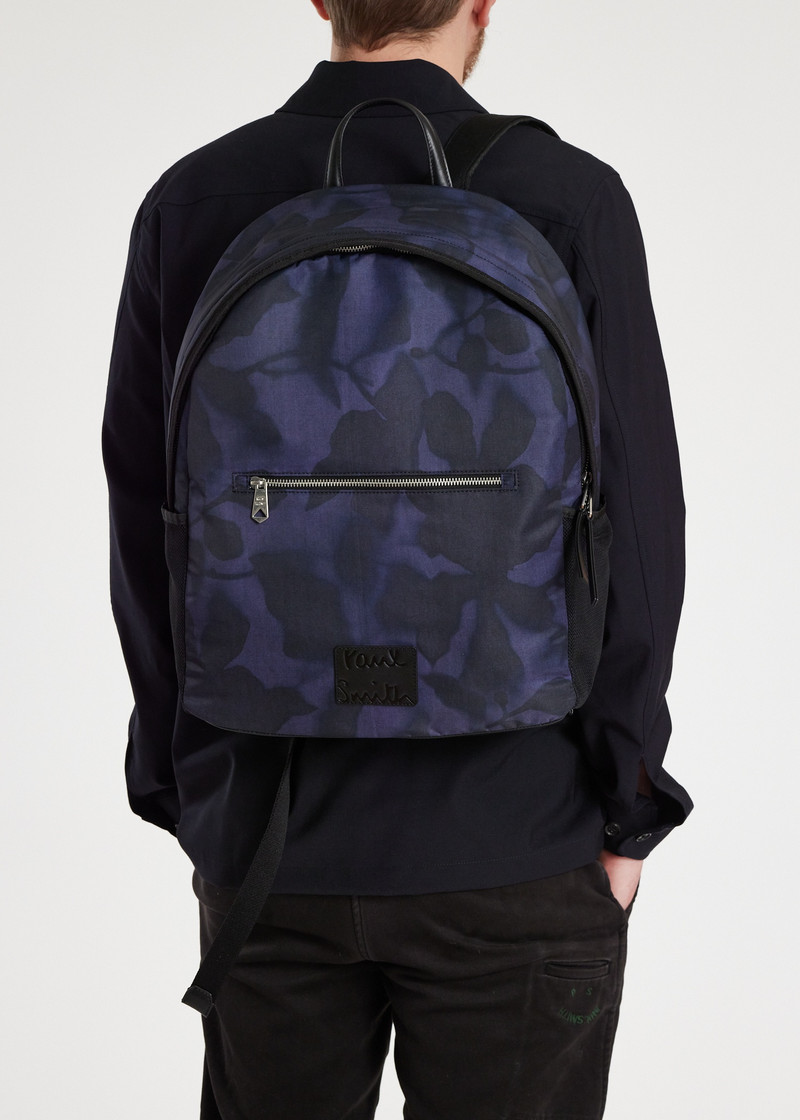 Blue 'Photogram Leaves' Backpack 5