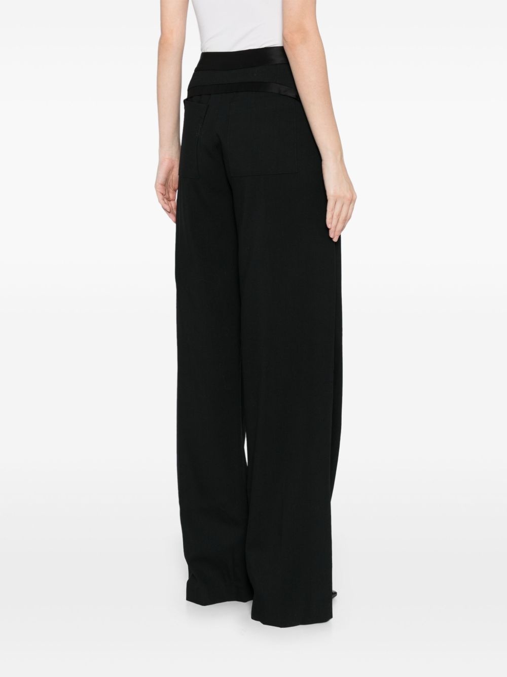 satin bow wide-leg trousers - 4
