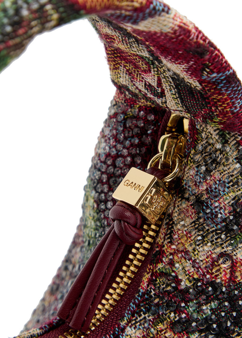 Ganni Embellished Tapestry-weave Hobo bag 3